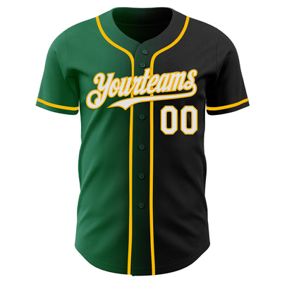 Custom Black White Kelly Green-Gold Authentic Gradient Fashion Baseball Jersey