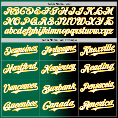 Custom Black White Kelly Green-Gold Authentic Gradient Fashion Baseball Jersey