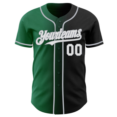 Custom Black White Kelly Green-Gray Authentic Gradient Fashion Baseball Jersey