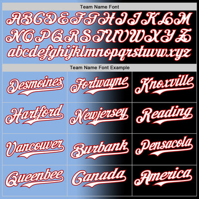 Custom Black White Light Blue-Red Authentic Gradient Fashion Baseball Jersey