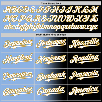 Custom Black White Light Blue-Old Gold Authentic Gradient Fashion Baseball Jersey