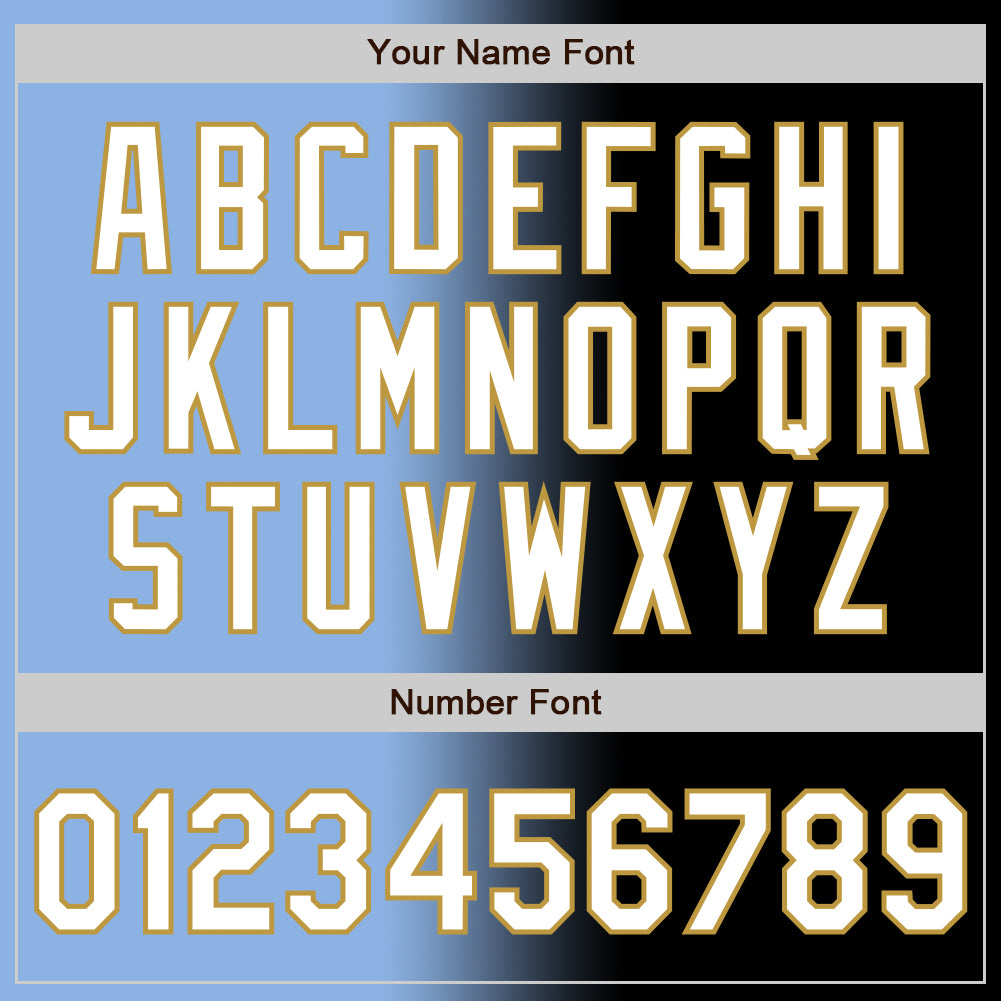 Custom Black White Light Blue-Old Gold Authentic Gradient Fashion Baseball Jersey