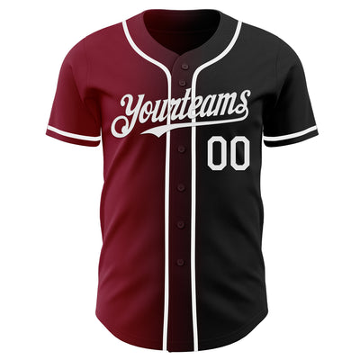 Custom Black White-Crimson Authentic Gradient Fashion Baseball Jersey