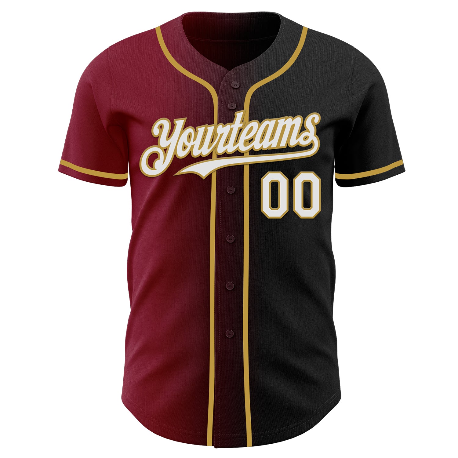 Custom Black White Crimson-Old Gold Authentic Gradient Fashion Baseball Jersey