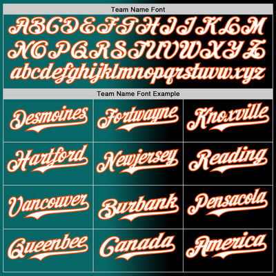 Custom Black White Teal-Orange Authentic Gradient Fashion Baseball Jersey