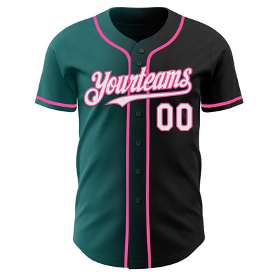 Custom Black White Teal-Pink Authentic Gradient Fashion Baseball Jersey