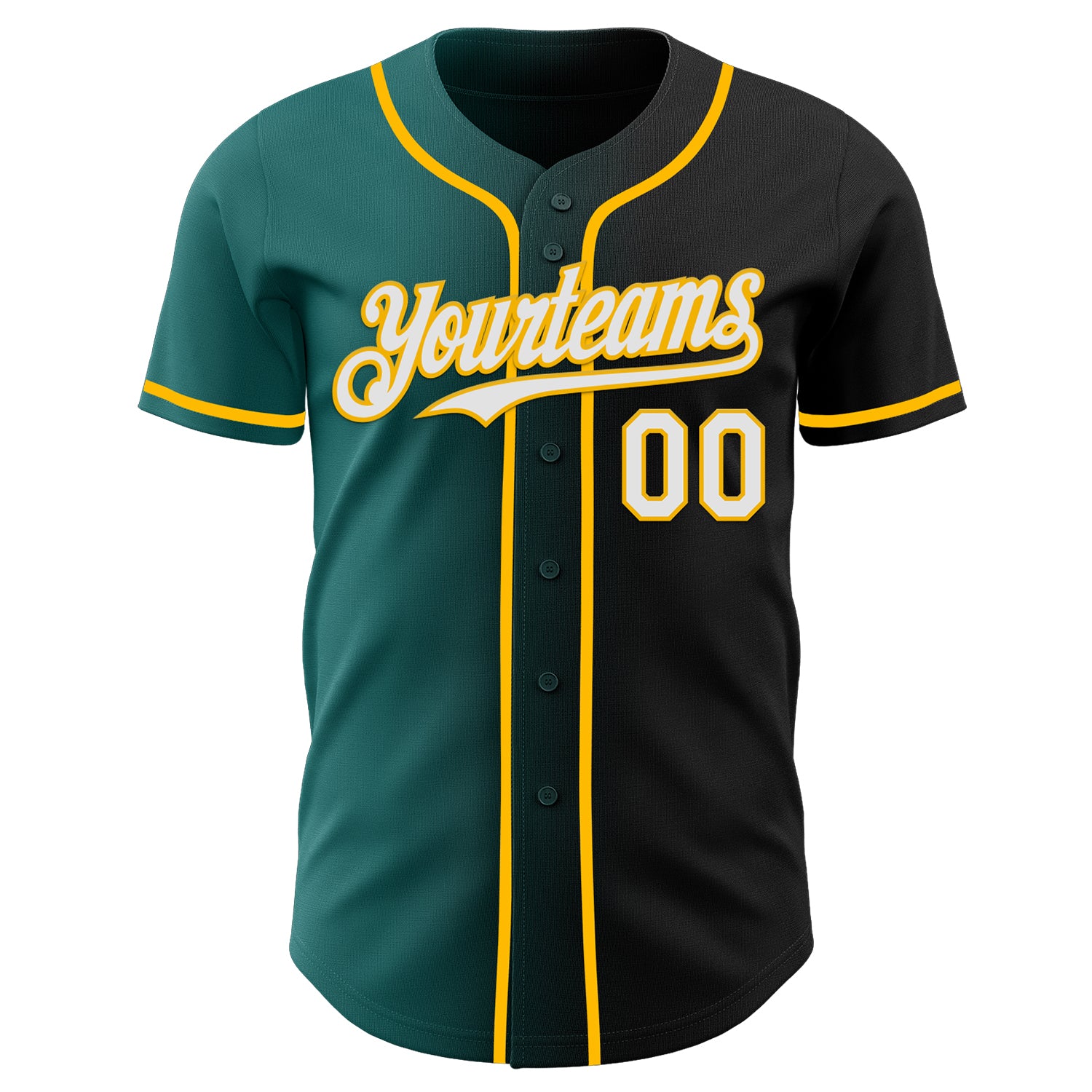 Custom Black White Teal-Gold Authentic Gradient Fashion Baseball Jersey