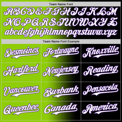 Custom Black Purple Neon Green-White Authentic Gradient Fashion Baseball Jersey