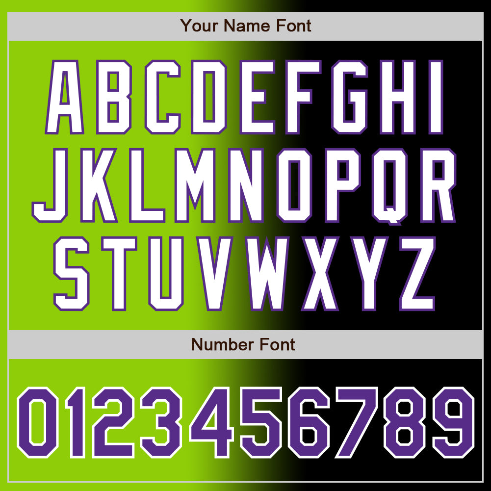 Custom Black Purple Neon Green-White Authentic Gradient Fashion Baseball Jersey