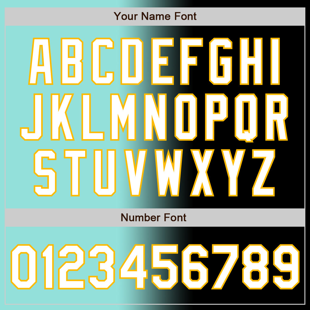 Custom Black White Ice Blue-Gold Authentic Gradient Fashion Baseball Jersey