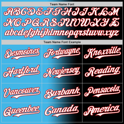 Custom Black White Sky Blue-Red Authentic Gradient Fashion Baseball Jersey