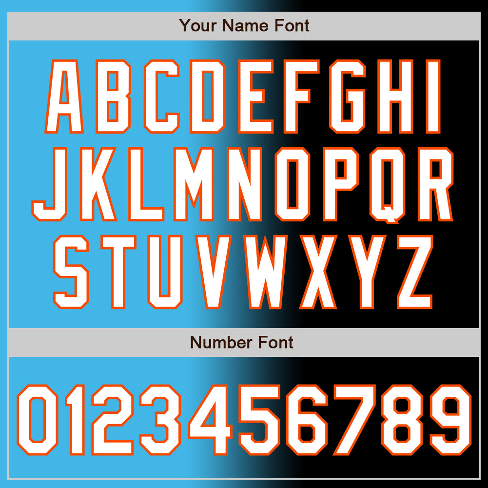 Custom Black White Sky Blue-Orange Authentic Gradient Fashion Baseball Jersey
