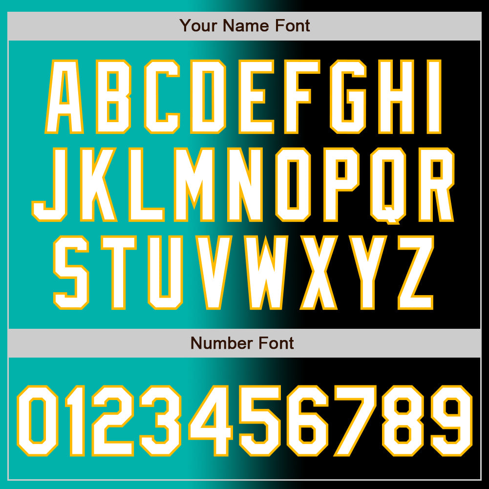 Custom Black White Aqua-Gold Authentic Gradient Fashion Baseball Jersey