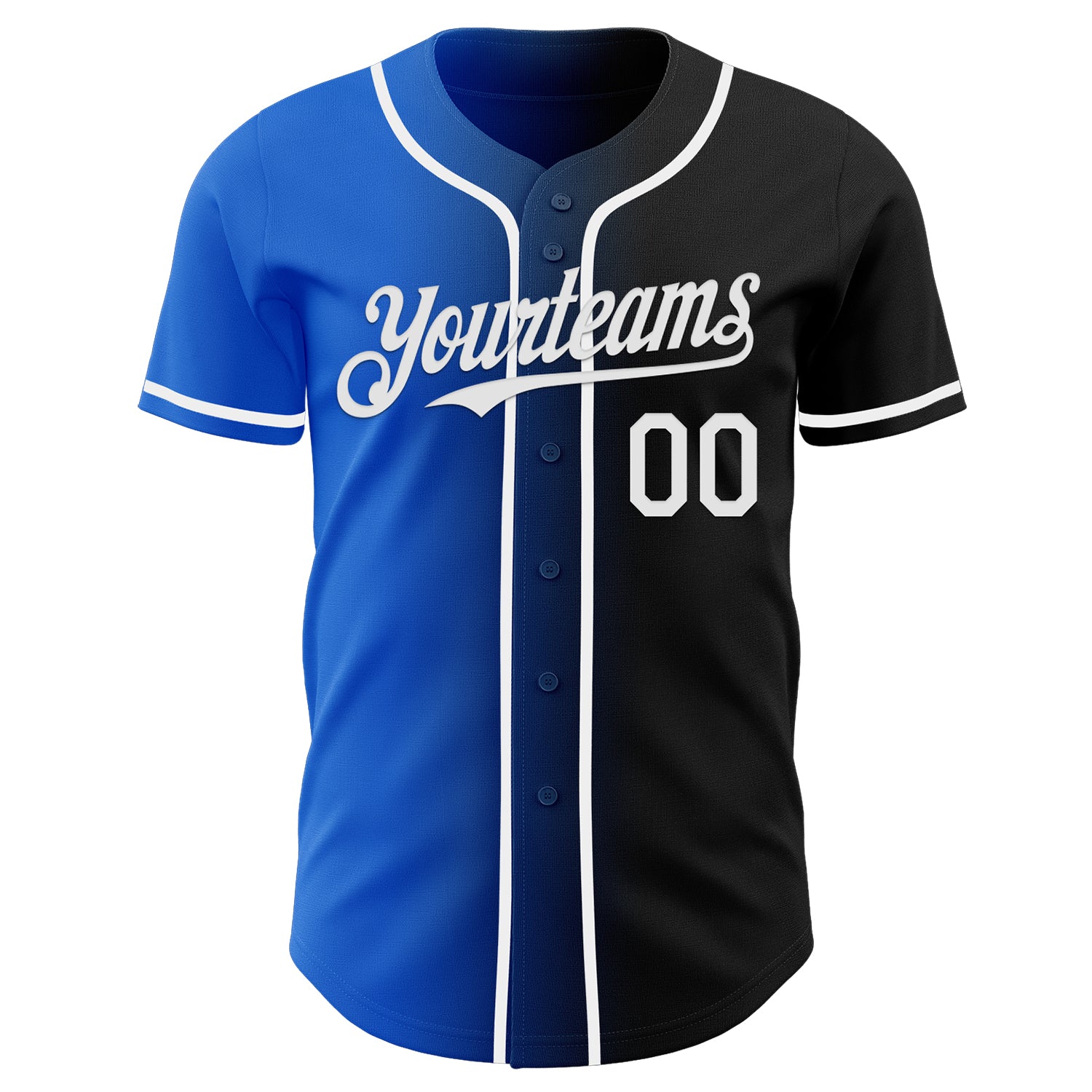 Custom Black White-Thunder Blue Authentic Gradient Fashion Baseball Jersey
