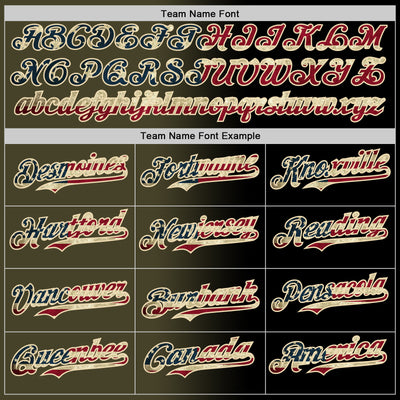 Custom Black Vintage USA Flag Olive-Cream Authentic Gradient Fashion Baseball Jersey