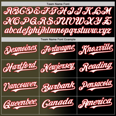 Custom Black White Olive-Red Authentic Gradient Fashion Baseball Jersey