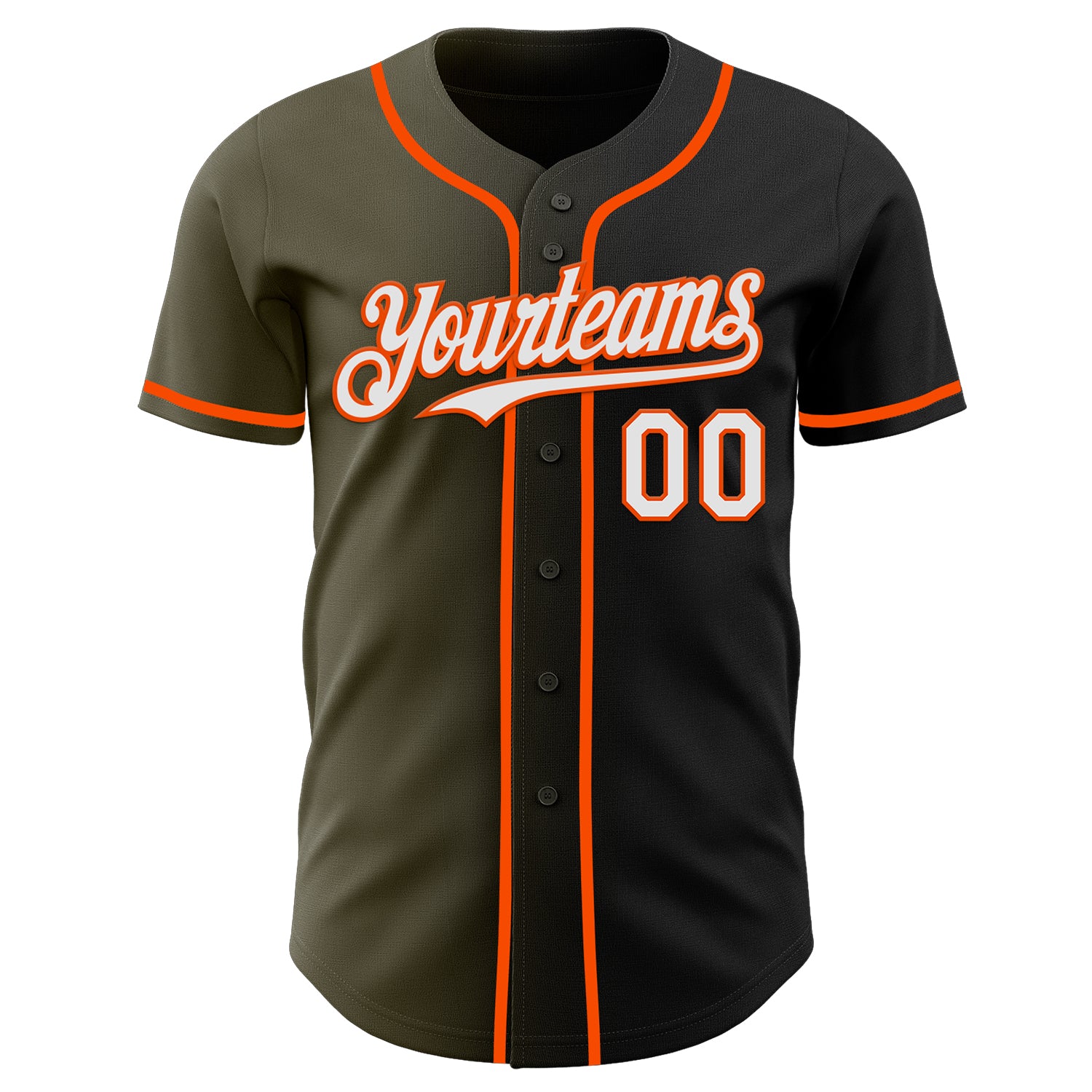 Custom Black White Olive-Orange Authentic Gradient Fashion Baseball Jersey