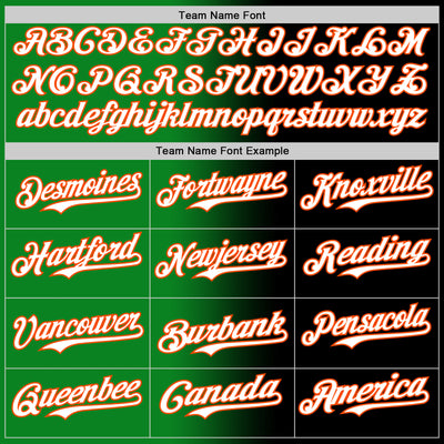 Custom Black White Grass Green-Orange Authentic Gradient Fashion Baseball Jersey