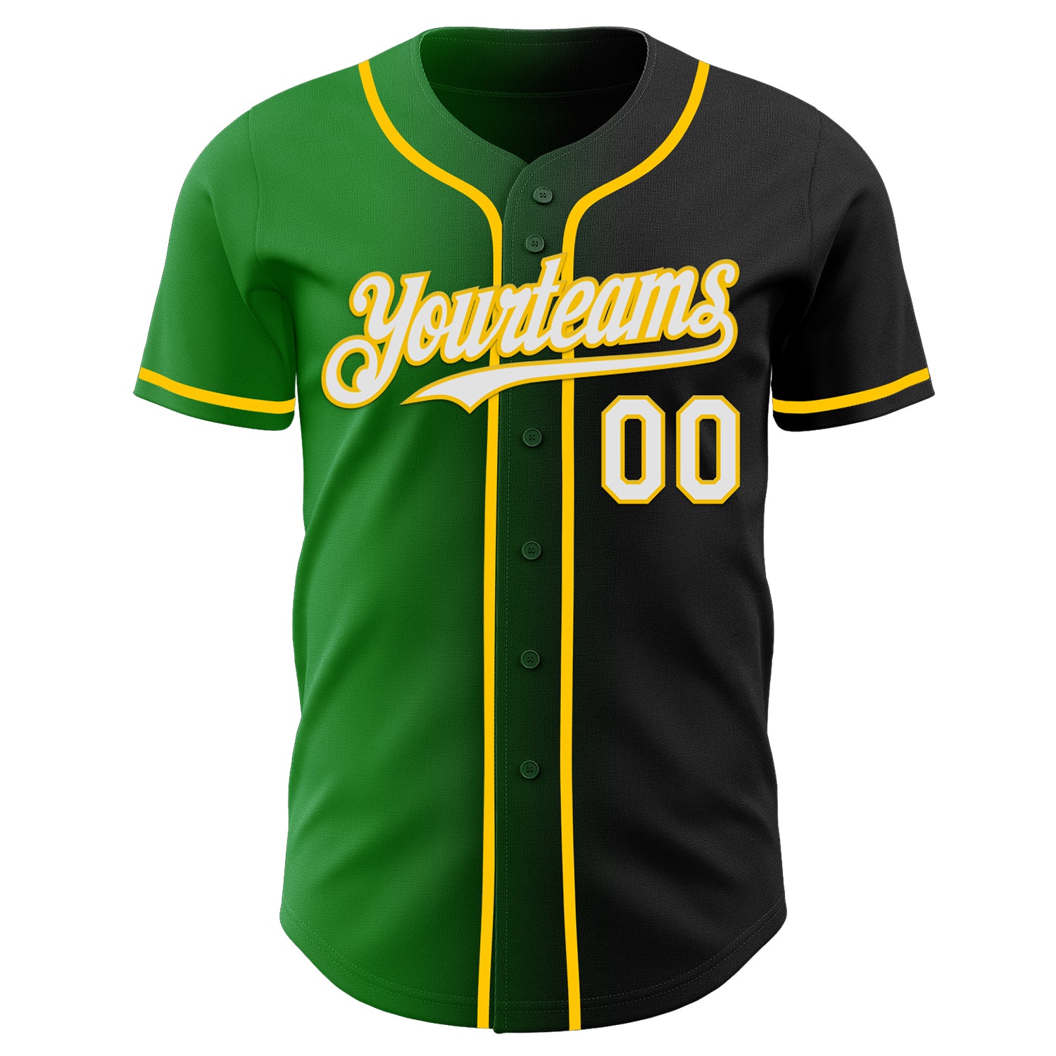 Custom Black White Grass Green-Yellow Authentic Gradient Fashion Baseball Jersey