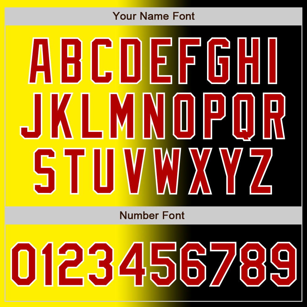 Custom Black Red Light Yellow-White Authentic Gradient Fashion Baseball Jersey