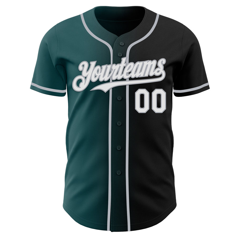 Custom Black White Midnight Green-Gray Authentic Gradient Fashion Baseball Jersey
