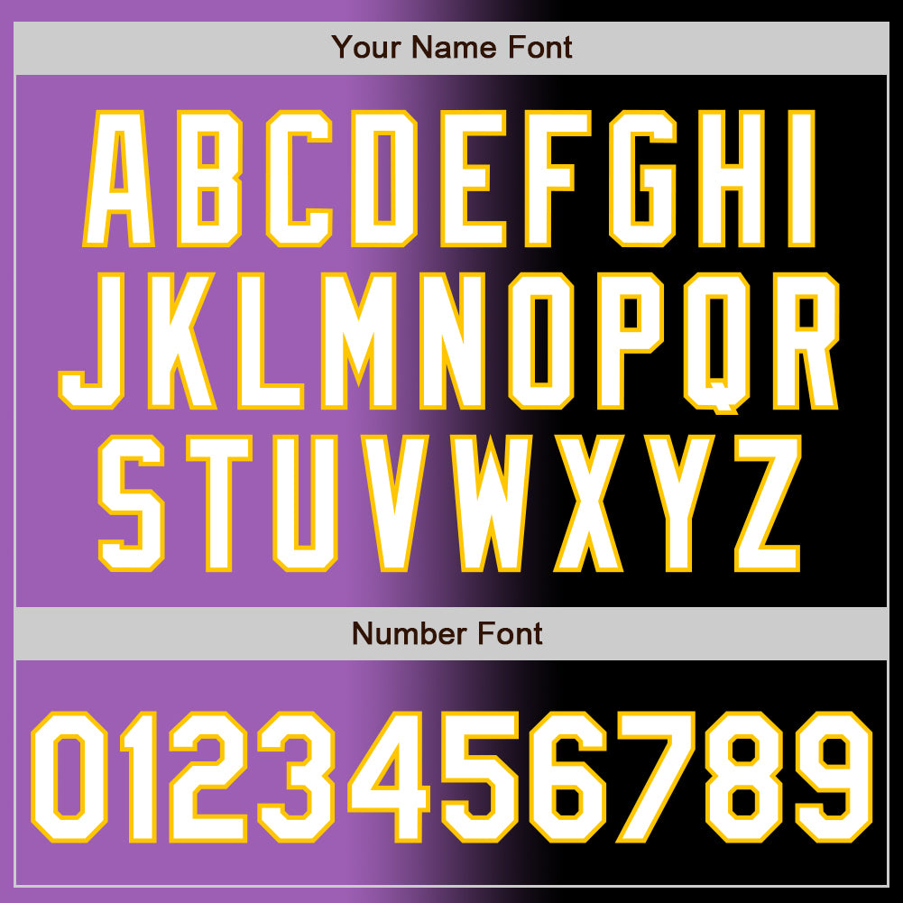 Custom Black White Medium Purple-Yellow Authentic Gradient Fashion Baseball Jersey