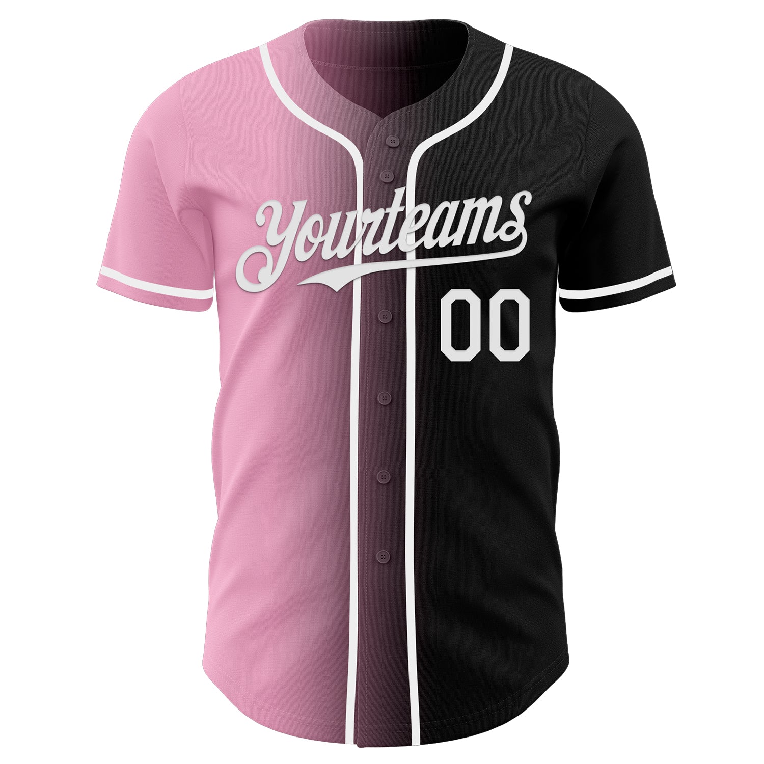 Custom Black White-Light Pink Authentic Gradient Fashion Baseball Jersey