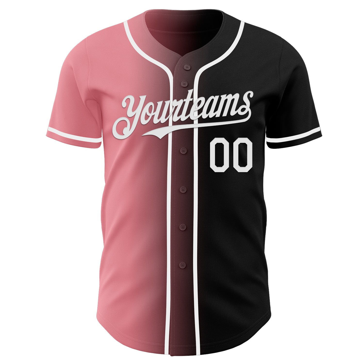Custom Black White-Medium Pink Authentic Gradient Fashion Baseball Jersey