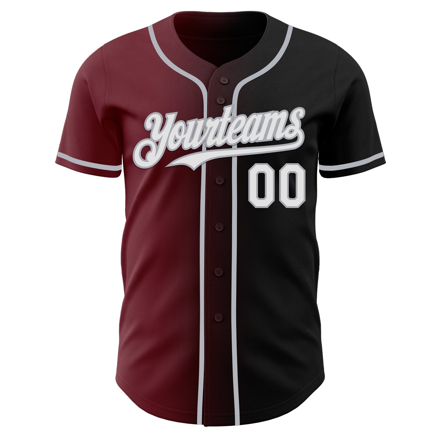 Custom Black White Burgundy-Gray Authentic Gradient Fashion Baseball Jersey