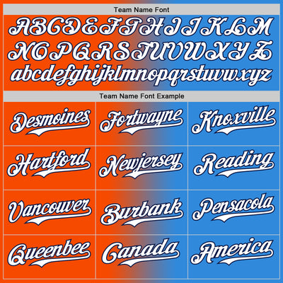 Custom Electric Blue White Orange-Navy Authentic Gradient Fashion Baseball Jersey