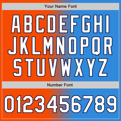 Custom Electric Blue White Orange-Navy Authentic Gradient Fashion Baseball Jersey