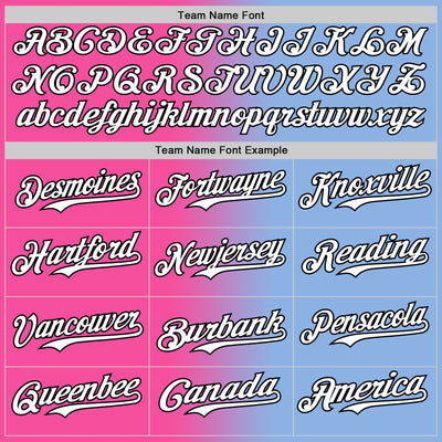 Custom Light Blue White Pink-Black Authentic Gradient Fashion Baseball Jersey