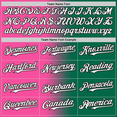 Custom Kelly Green White Pink-Black Authentic Gradient Fashion Baseball Jersey