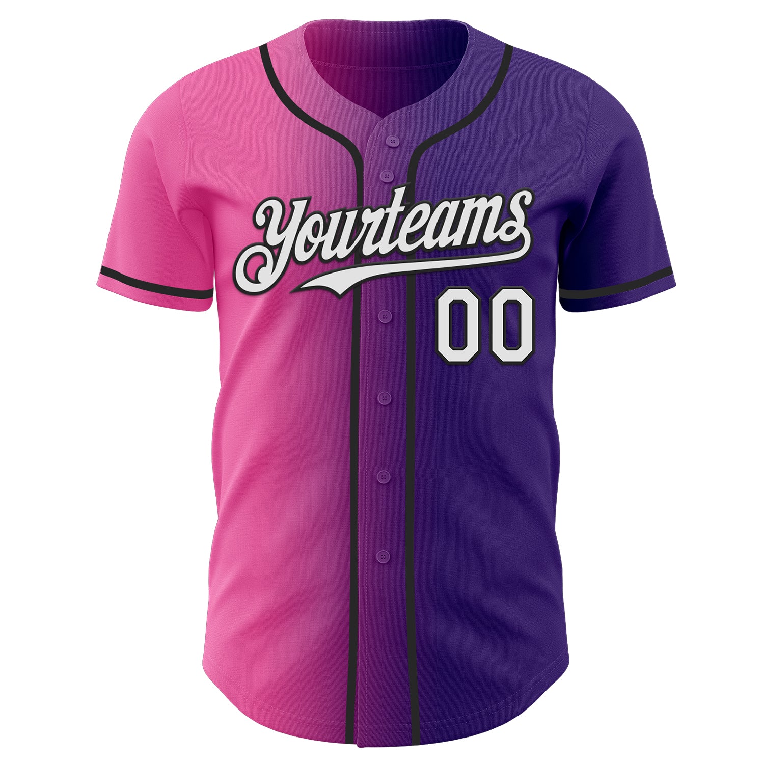Custom Purple White Pink-Black Authentic Gradient Fashion Baseball Jersey