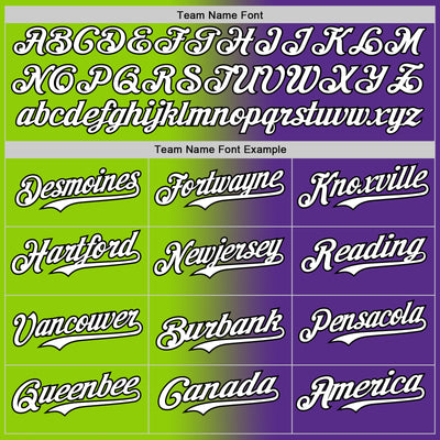 Custom Purple White Neon Green-Black Authentic Gradient Fashion Baseball Jersey