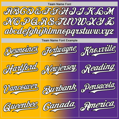 Custom Purple White Gold-Black Authentic Gradient Fashion Baseball Jersey