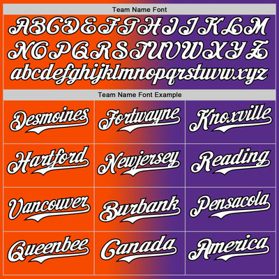 Custom Purple White Orange-Black Authentic Gradient Fashion Baseball Jersey