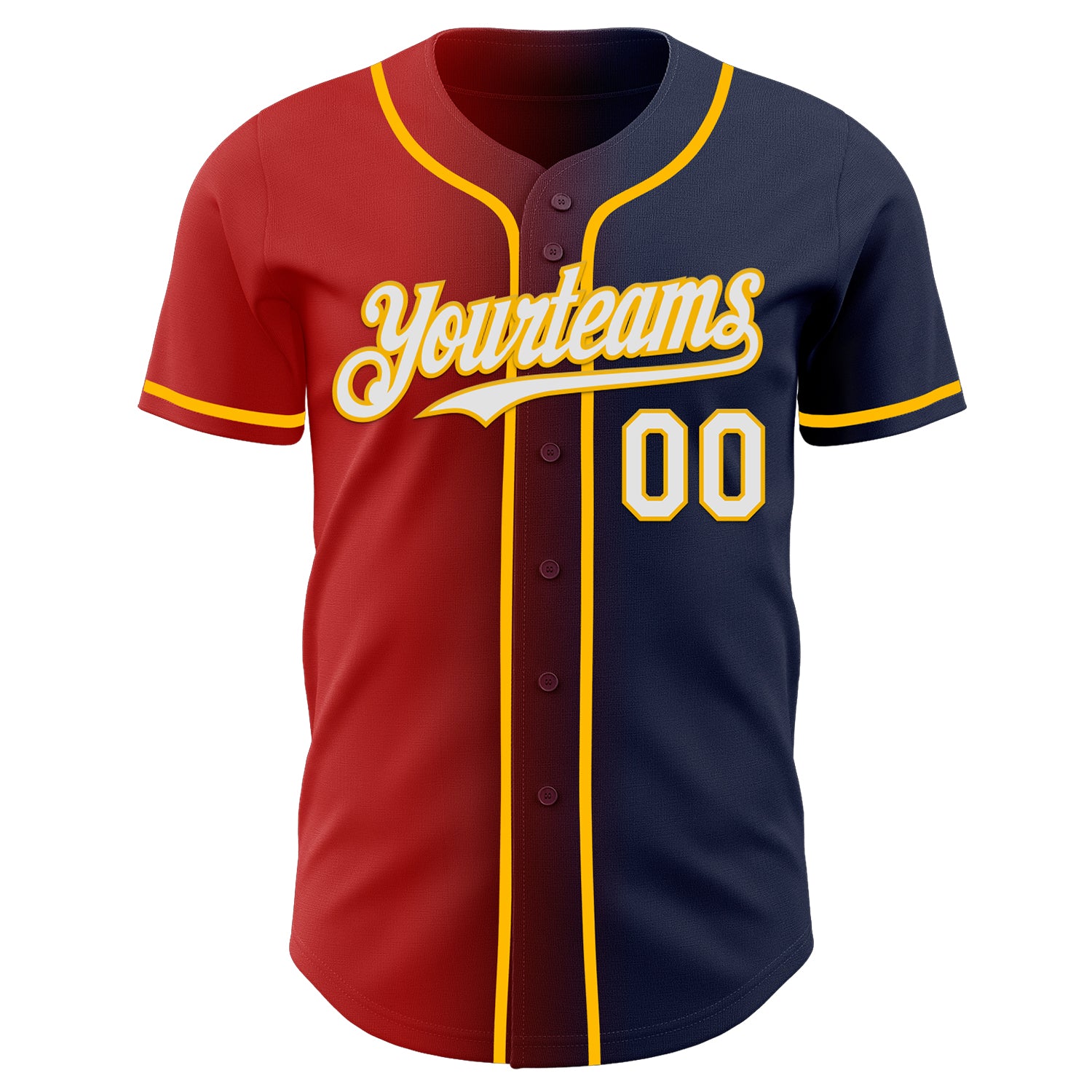Custom Navy White Red-Gold Authentic Gradient Fashion Baseball Jersey