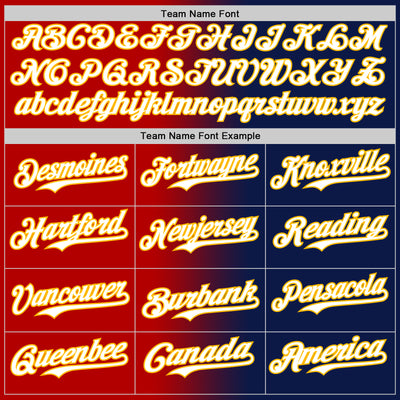 Custom Navy White Red-Gold Authentic Gradient Fashion Baseball Jersey