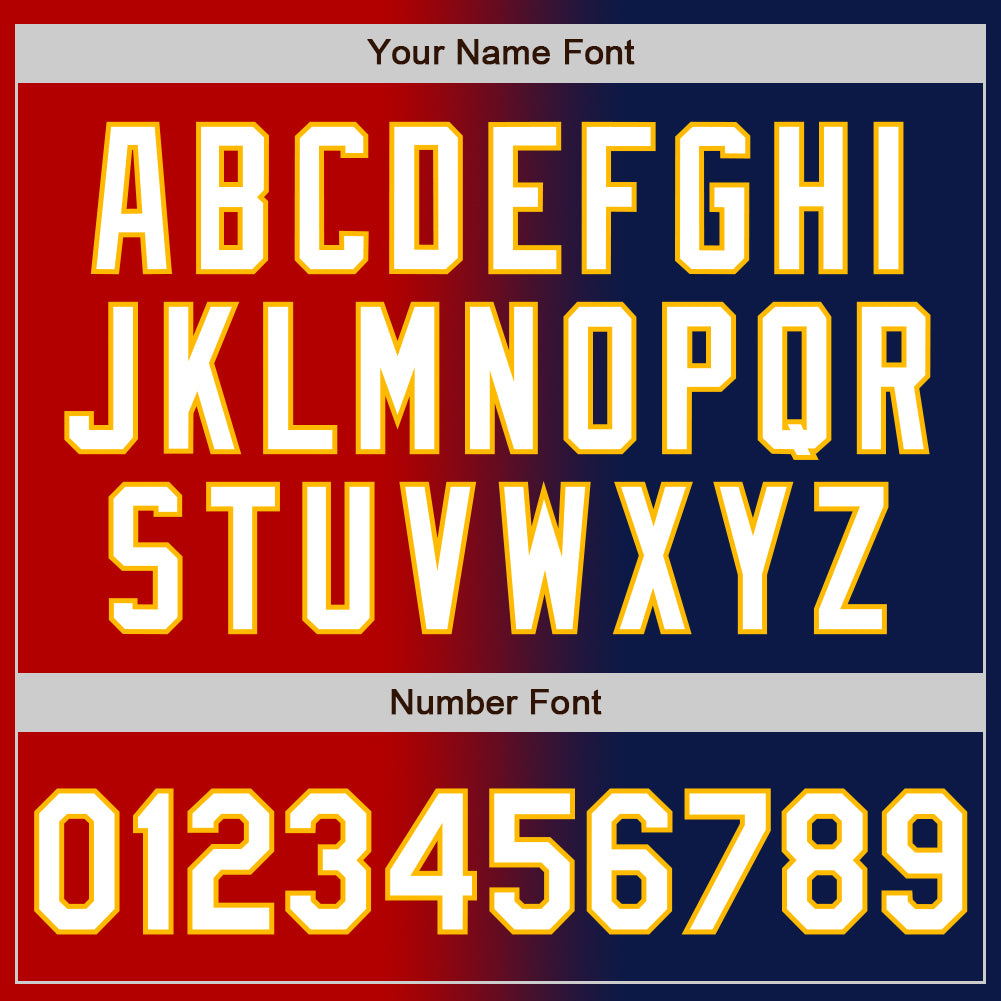 Custom Navy White Red-Gold Authentic Gradient Fashion Baseball Jersey