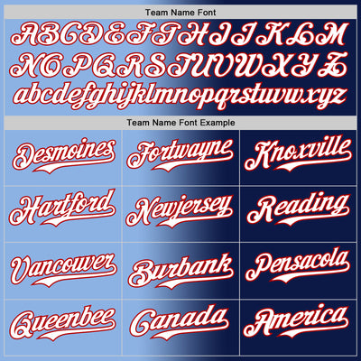 Custom Navy White Light Blue-Red Authentic Gradient Fashion Baseball Jersey