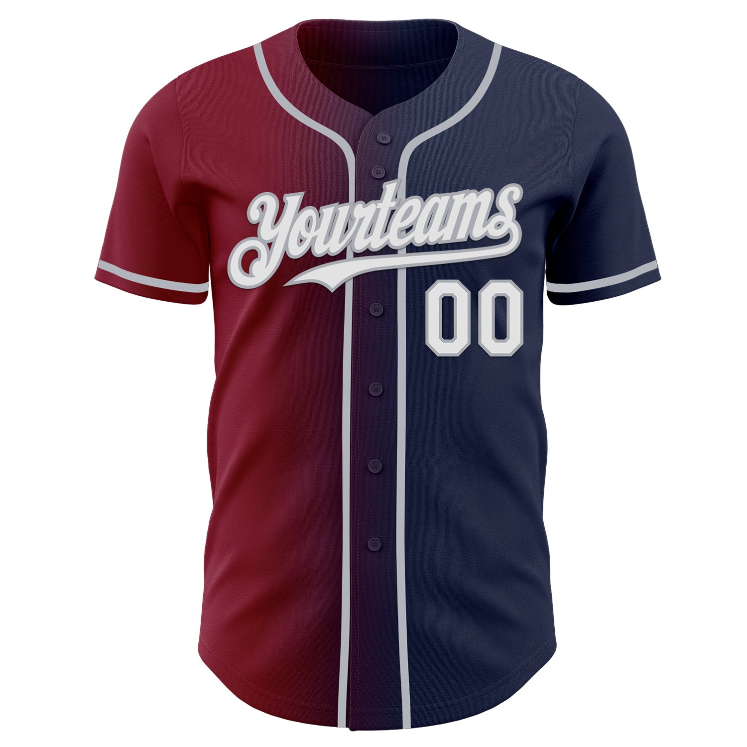 Custom Navy White Crimson-Gray Authentic Gradient Fashion Baseball Jersey