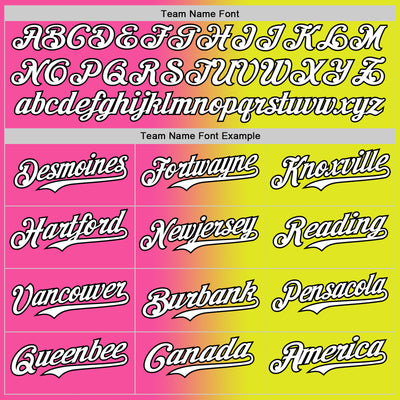 Custom Neon Yellow White Pink-Black Authentic Gradient Fashion Baseball Jersey