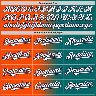 Custom Teal White Orange-Navy Authentic Gradient Fashion Baseball Jersey
