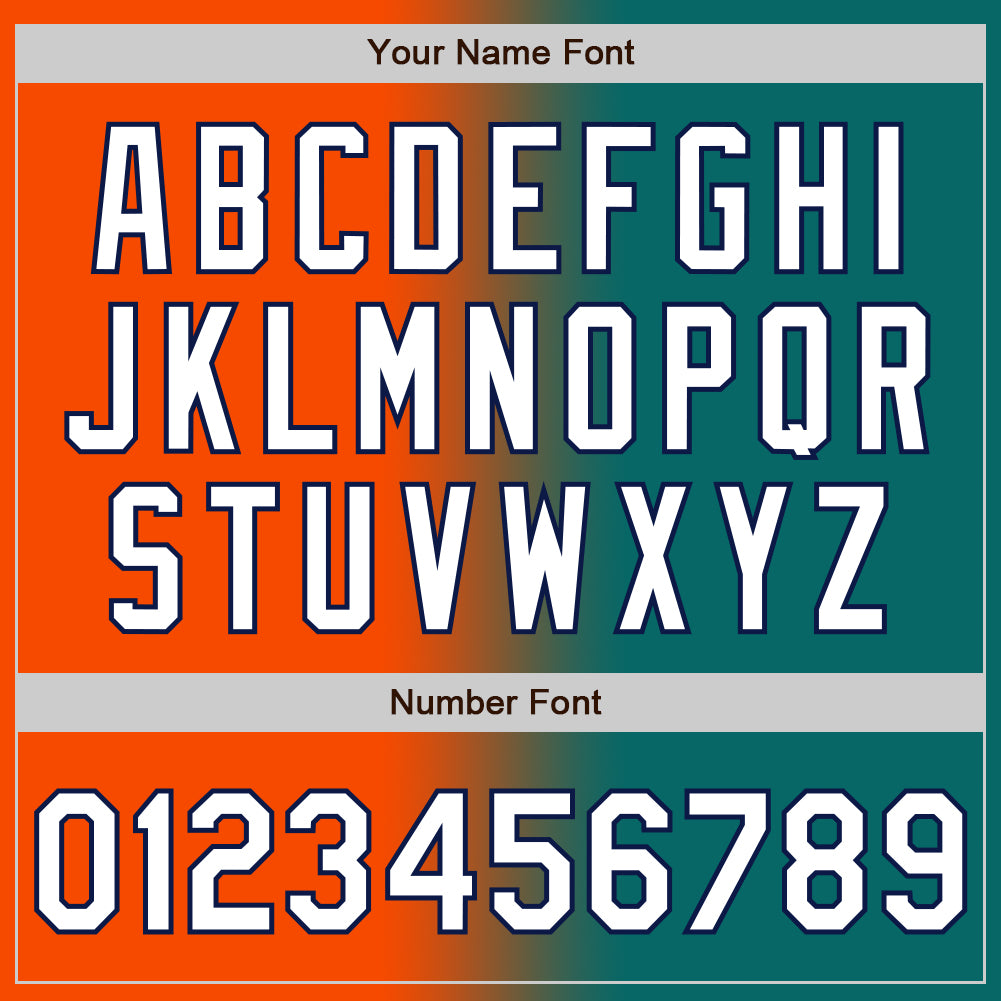 Custom Teal White Orange-Navy Authentic Gradient Fashion Baseball Jersey