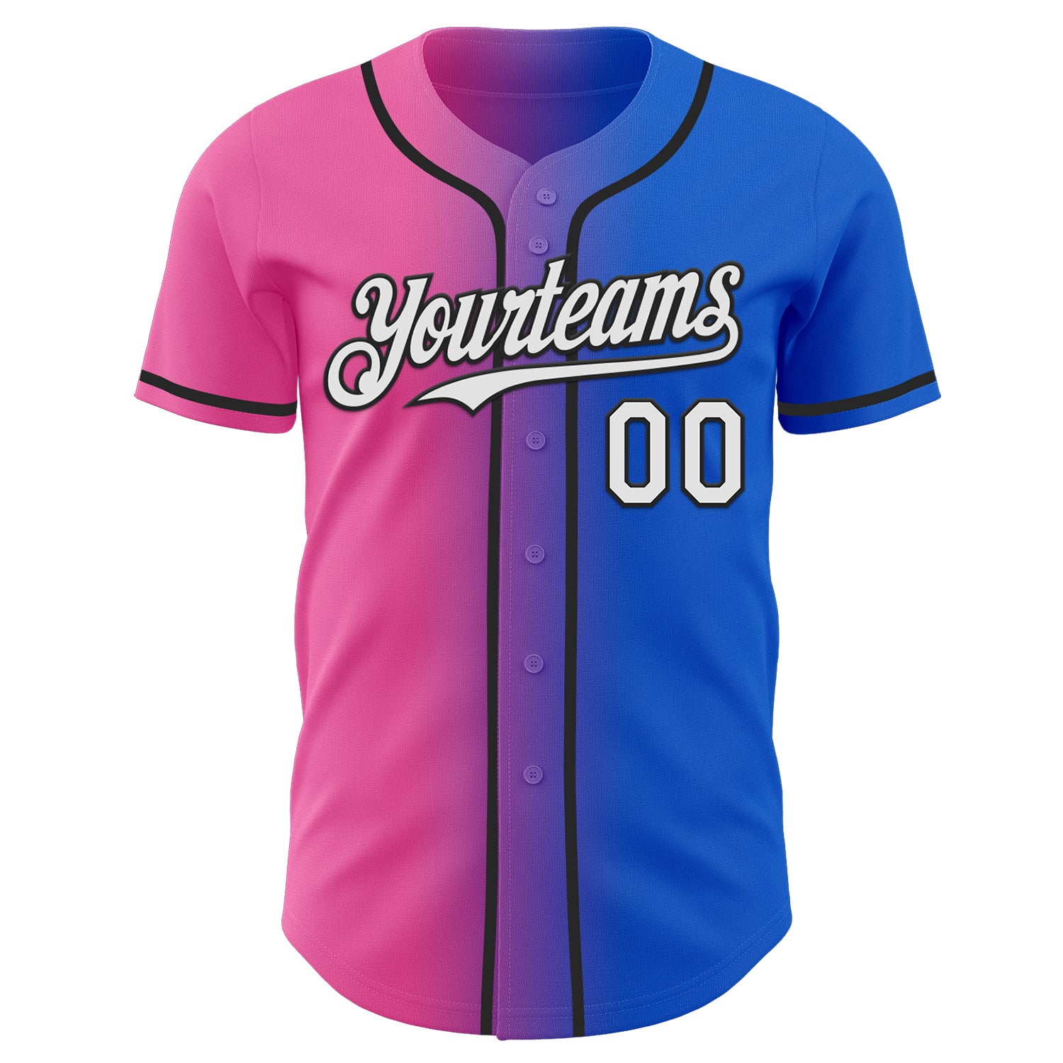 Custom Thunder Blue White Pink-Black Authentic Gradient Fashion Baseball Jersey