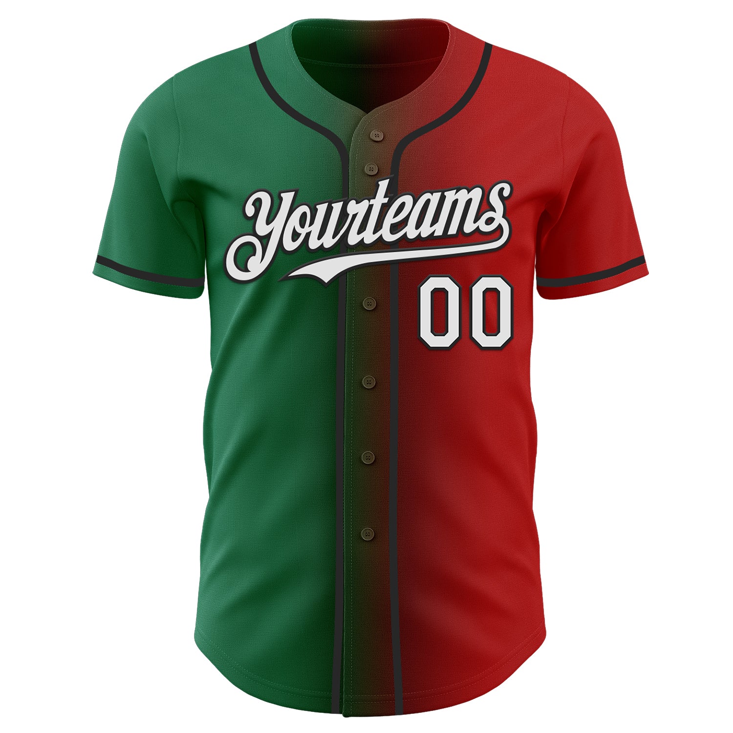 Custom Red White Kelly Green-Black Authentic Gradient Fashion Baseball Jersey