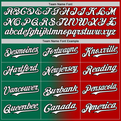 Custom Red White Kelly Green-Black Authentic Gradient Fashion Baseball Jersey