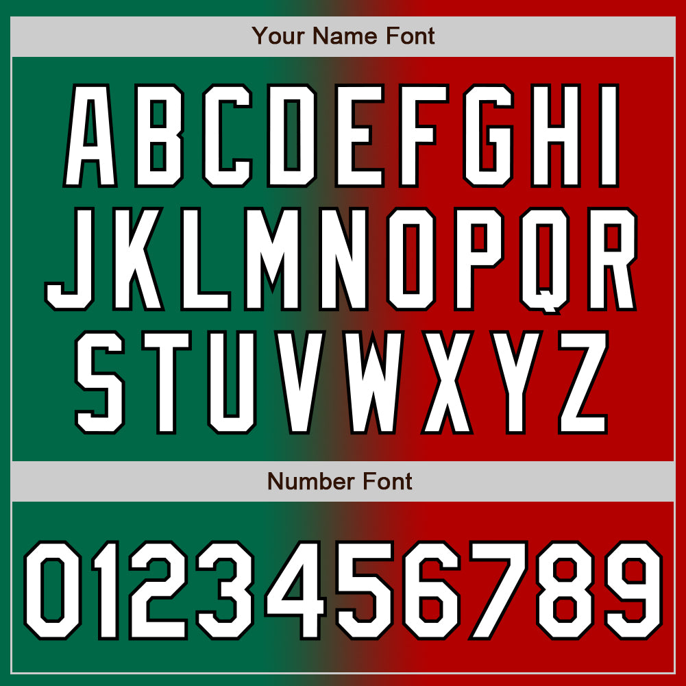 Custom Red White Kelly Green-Black Authentic Gradient Fashion Baseball Jersey