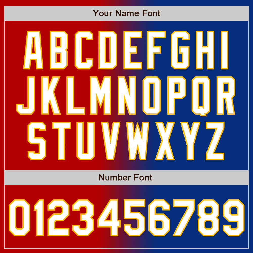 Custom Royal White Red-Gold Authentic Gradient Fashion Baseball Jersey